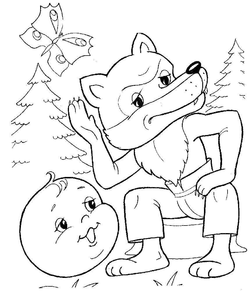 Coloring The wolf wants to eat the gingerbread man. Category gingerbread man . Tags:  Fairy Tales, Gingerbread Man.