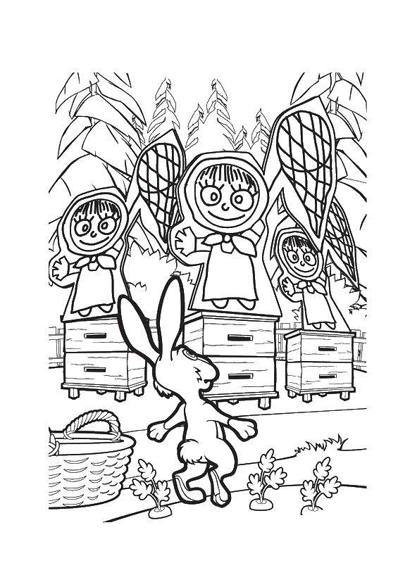 Coloring The hare was frightened Masha. Category Masha and the bear. Tags:  Masha, Bear.