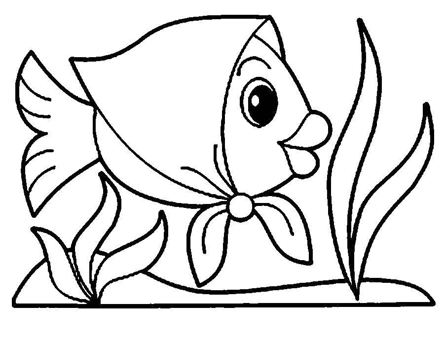 Розмальовки  Рибка в хусточці. Завантажити розмальовку Підводний світ, риба.  Роздрукувати ,риби,