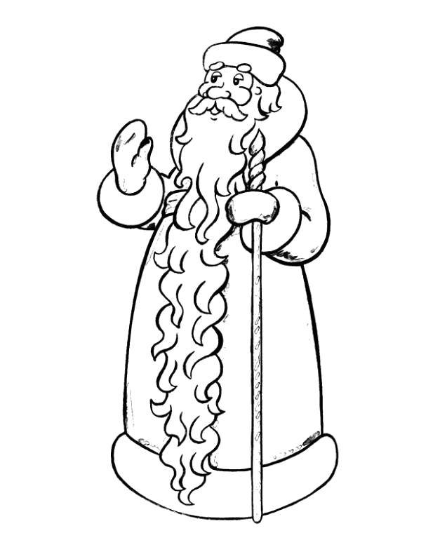 Coloring Santa Claus with a stick. Category new year. Tags:  New Year, Santa Claus, gifts.