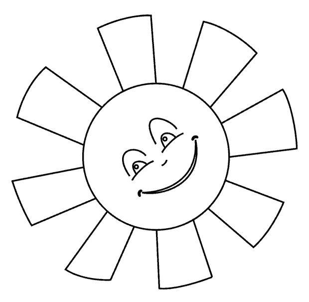 Coloring Radiant sun. Category Coloring pages for kids. Tags:  The sun , rays, joy.