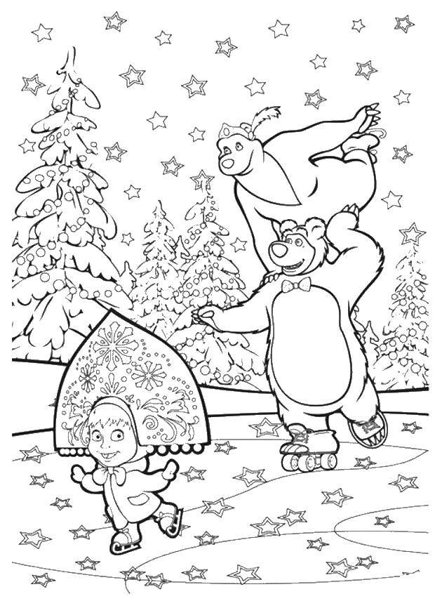 Coloring Masha and the bear ice skate. Category Masha and the bear. Tags:  Masha, Bear.