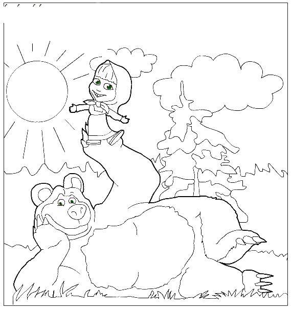 Coloring Masha and the bear in nature. Category Masha and the bear. Tags:  Masha, Bear.