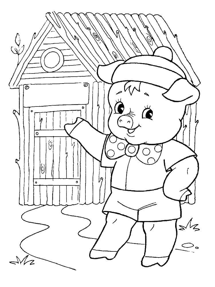 Coloring NAF-NAF with your house. Category baby. Tags:  Fairy tales , Three little pigs.