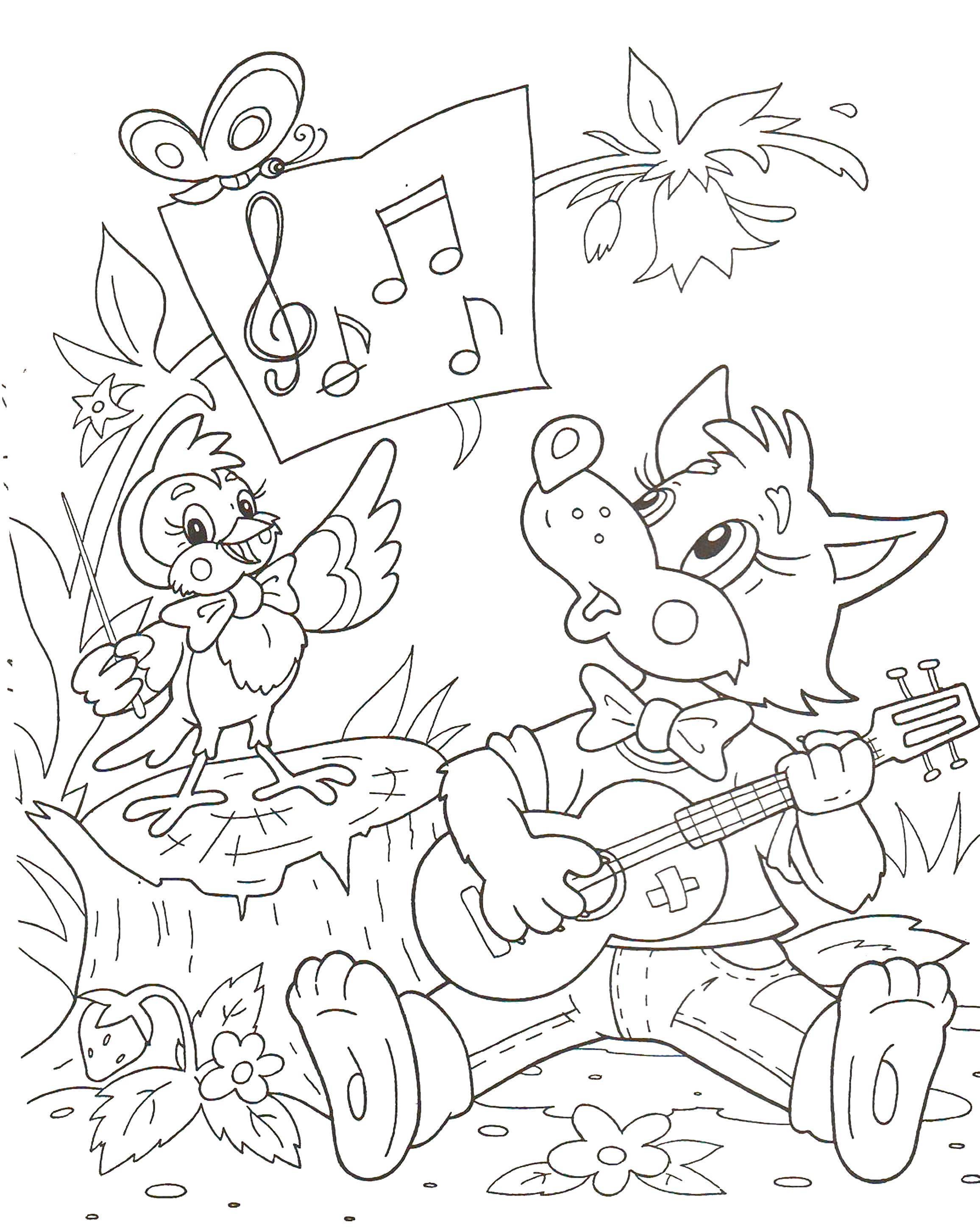 Coloring Wolf plays the guitar. Category Fairy tales. Tags:  wolf, guitar.