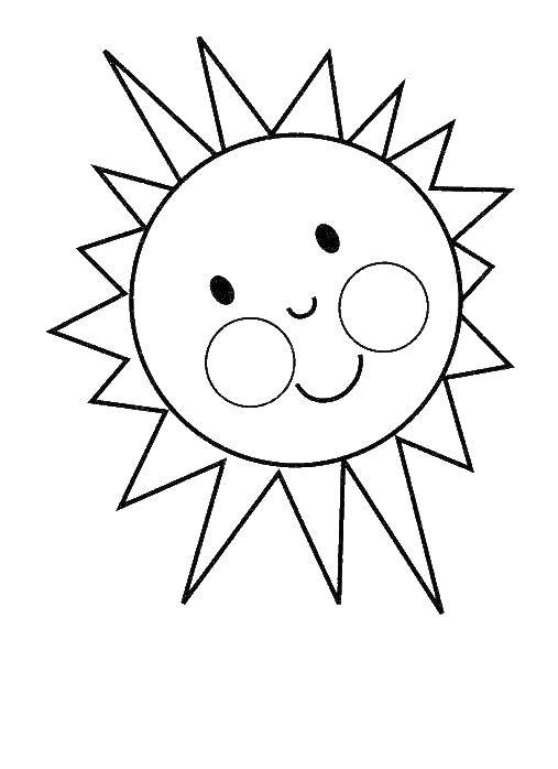 Coloring Bright sun. Category simple coloring. Tags:  Sun, rays, joy.