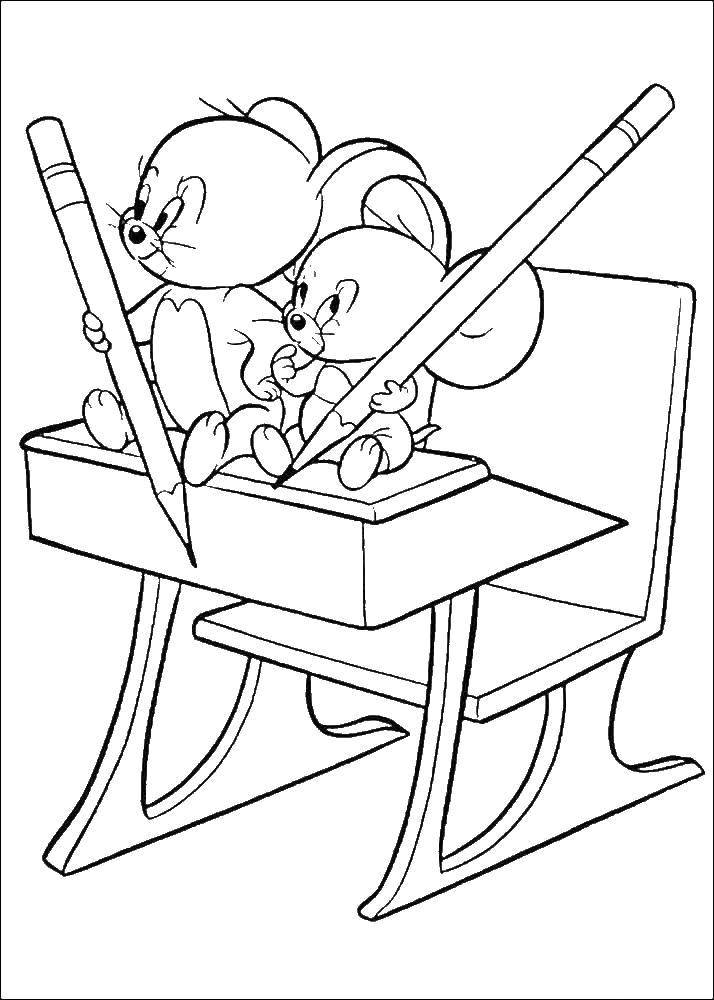 Название: Раскраска Джерри взял мышонка из приюта. Категория: том и джерри. Теги: Персонаж из мультфильма, Том и Джерри.