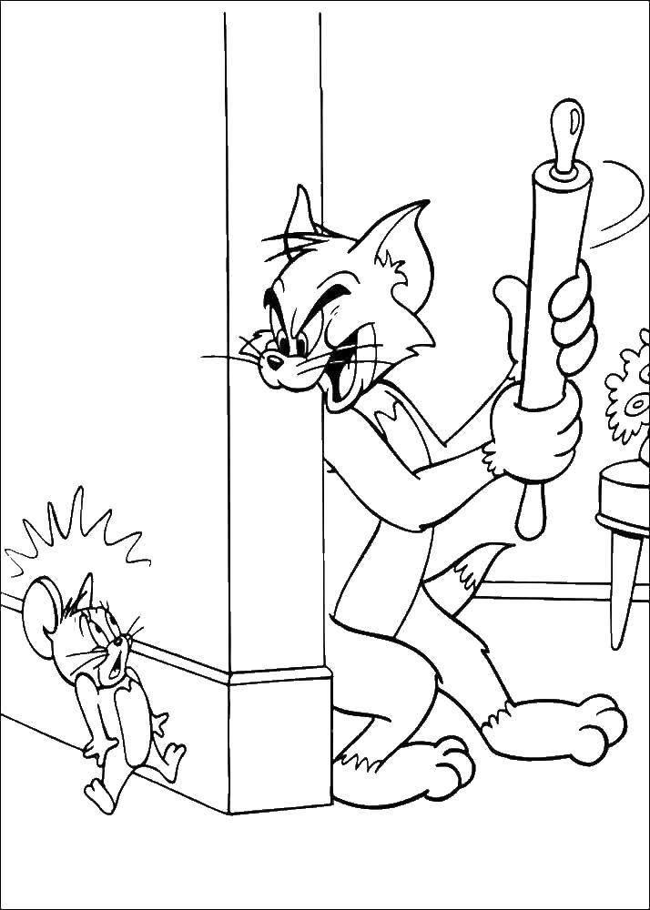 Coloring Tom and Jerry fight. Category Tom and Jerry. Tags:  Character cartoon, Tom and Jerry.