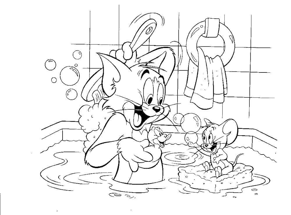 Coloring Tom and Jerry swim. Category Tom and Jerry. Tags:  Character cartoon, Tom and Jerry.