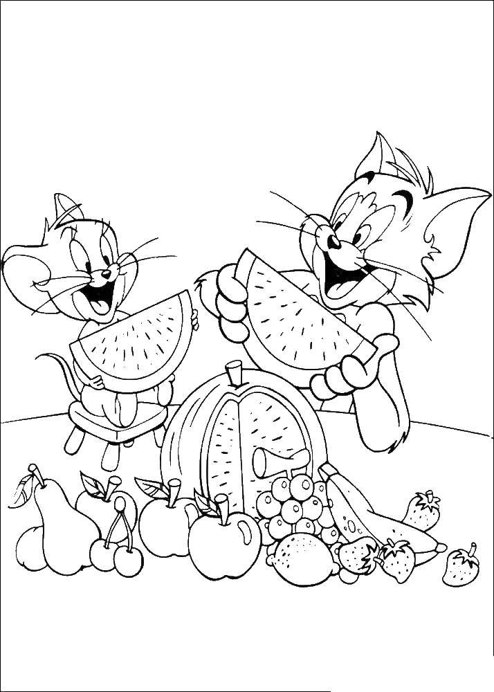 Coloring Tom and Jerry eat watermelon. Category Tom and Jerry. Tags:  Tom , Jerry.