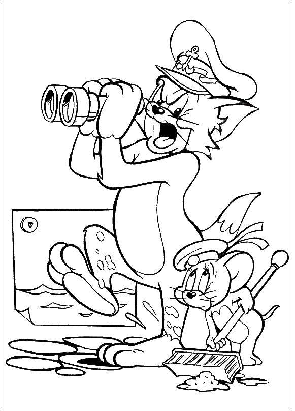 Название: Раскраска Том и джерри на корабле. Категория: том и джерри. Теги: Персонаж из мультфильма, Том и Джерри.