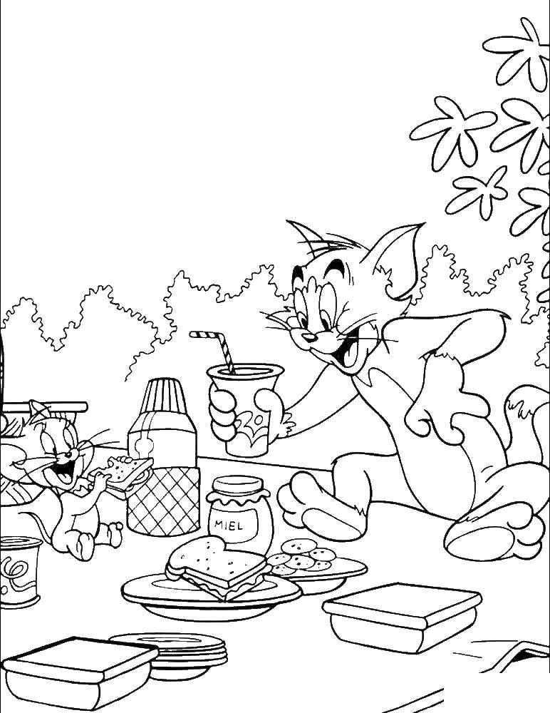 Coloring Tom and Jerry picnic. Category Tom and Jerry. Tags:  Tom , Jerry.