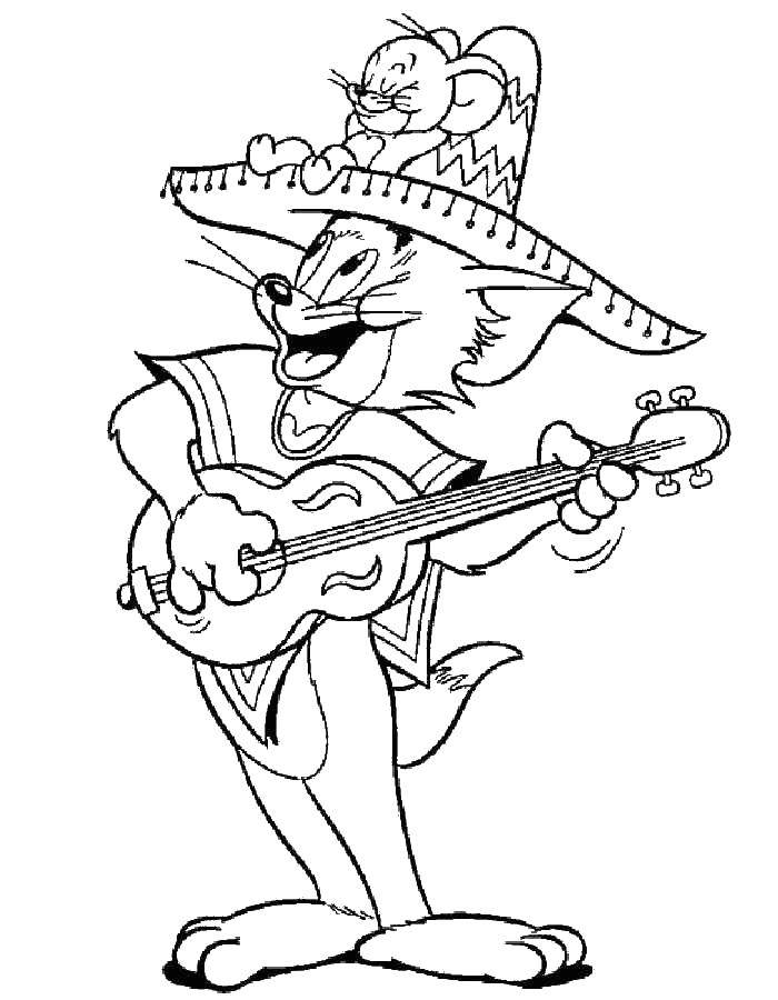 Название: Раскраска Том и джерри в мексиканском стиле. Категория: том и джерри. Теги: Персонаж из мультфильма, Том и Джерри.