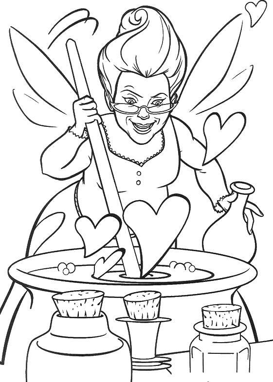 Coloring Fairy from Shrek brews a potion. Category Disney coloring pages. Tags:  Disney, Shrek.