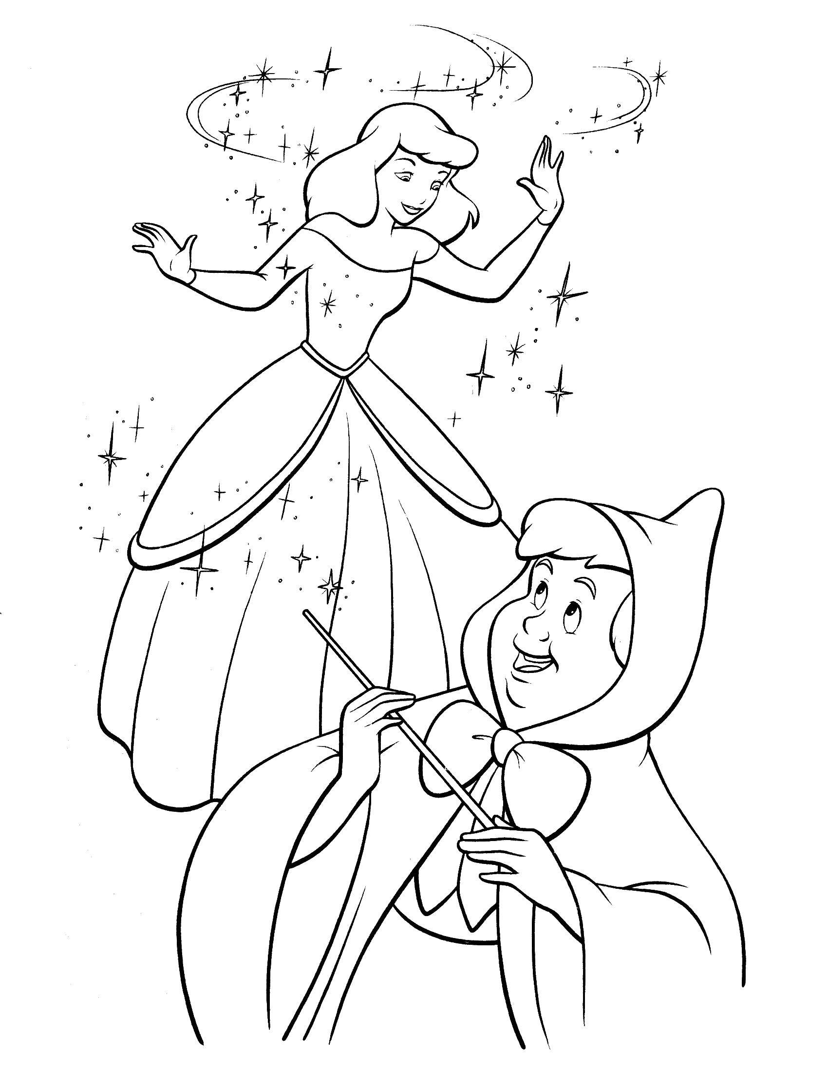 Coloring Fairy casts a spell over Cinderella dress. Category Cinderella and the Prince. Tags:  Cinderella.