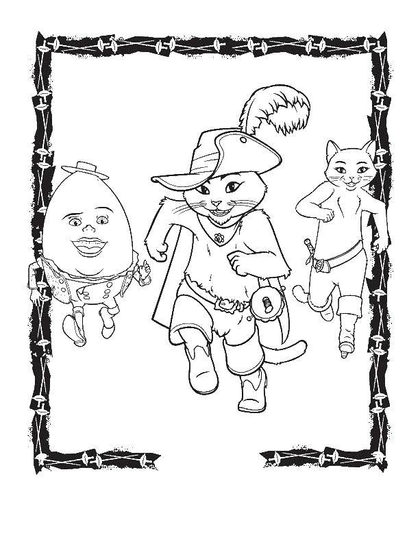 Coloring Puss in boots and his friends. Category puss in boots from Shrek. Tags:  cat, cat.