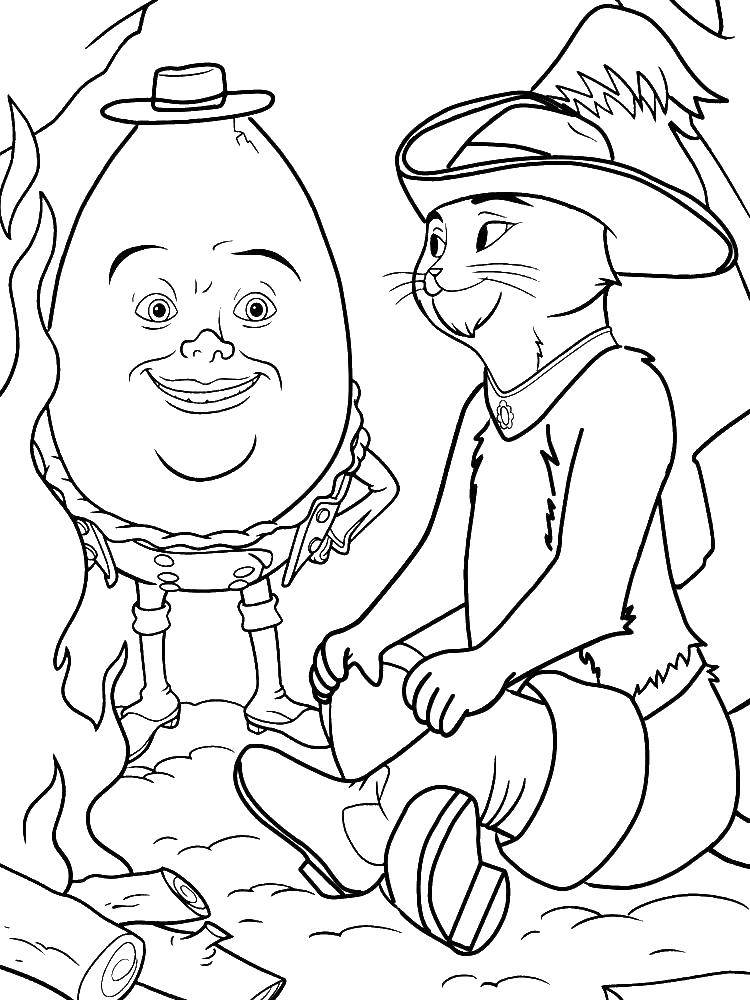 Coloring Puss in boots and Humpty Baltay. Category puss in boots from Shrek. Tags:  cat, cat, boots, ass.
