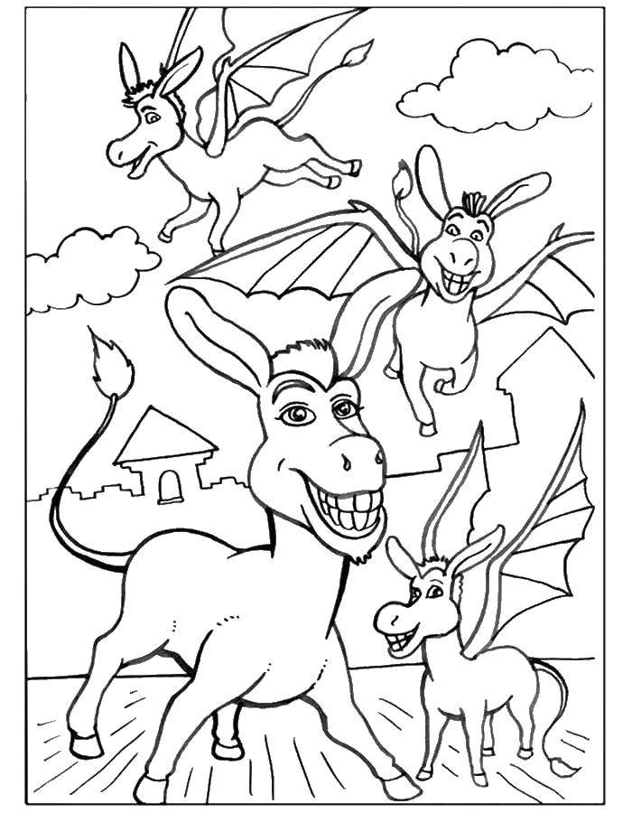 Coloring Donkey and his children. Category Shrek.. Tags:  Shrek, donkey.