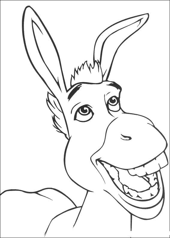 Coloring Happy donkey. Category Disney coloring pages. Tags:  Disney, Shrek, Donkey.