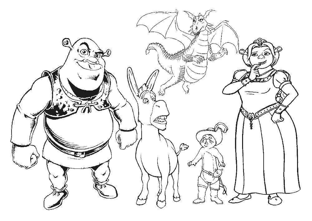 Coloring Shrek and Fiona. Category Shrek.. Tags:  Shrek, fairy, Fiona, donkey.