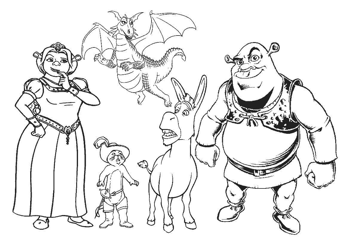 Coloring Shrek and Fiona. Category Shrek.. Tags:  Shrek, fairy, Fiona, donkey.