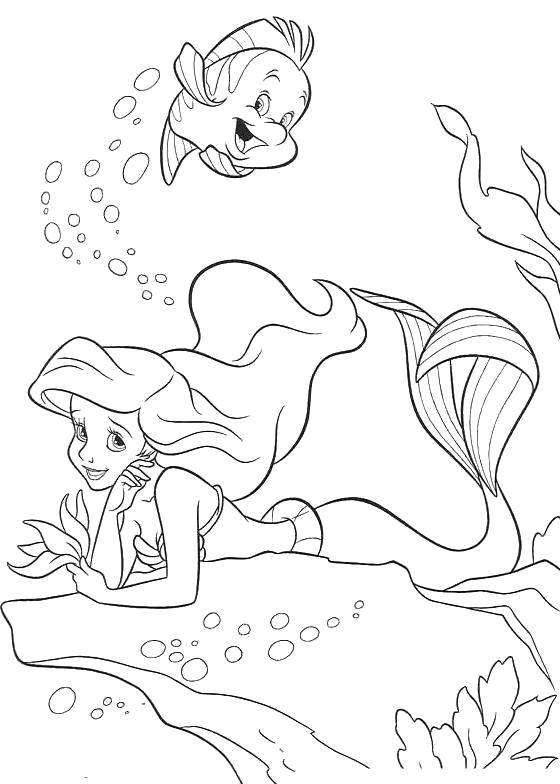 Coloring Ariel on the rock. Category Disney coloring pages. Tags:  Disney, the little mermaid, Ariel.