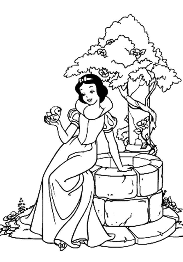 Coloring Snow white at the well. Category Disney coloring pages. Tags:  Disney, Snow White.