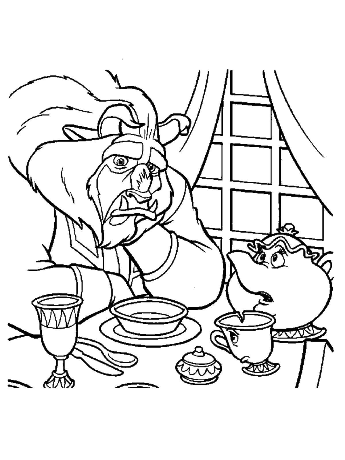 Coloring The monster is sad. Category beauty and the beast. Tags:  Disney, "beauty and the beast".