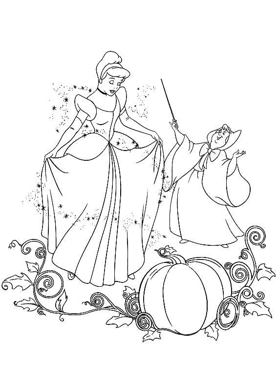 Coloring Aunt fairy transforms Cinderella for the ball. Category Disney coloring pages. Tags:  Disney, Cinderella.