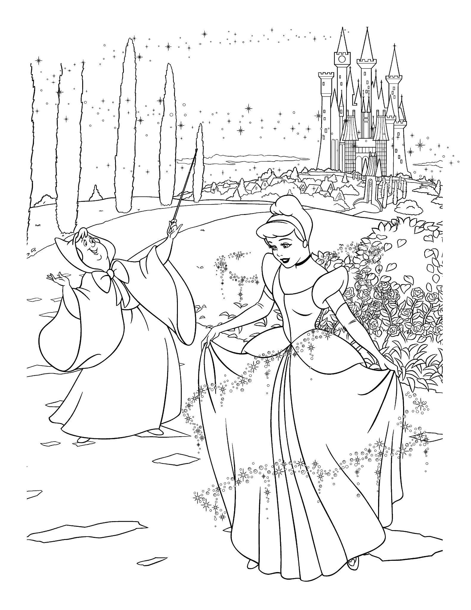 Coloring Cinderella turned for the ball. Category Disney cartoons. Tags:  Disney, Cinderella.
