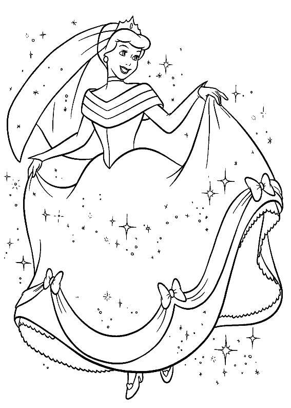Название: Раскраска Золушка превратилась в принцессу. Категория: Диснеевские мультфильмы. Теги: Дисней, Золушка.