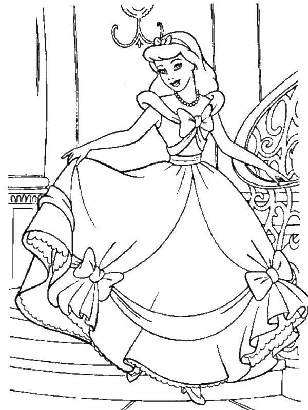 Название: Раскраска Золушка примеряет платье. Категория: золушка и принц. Теги: Золушка.