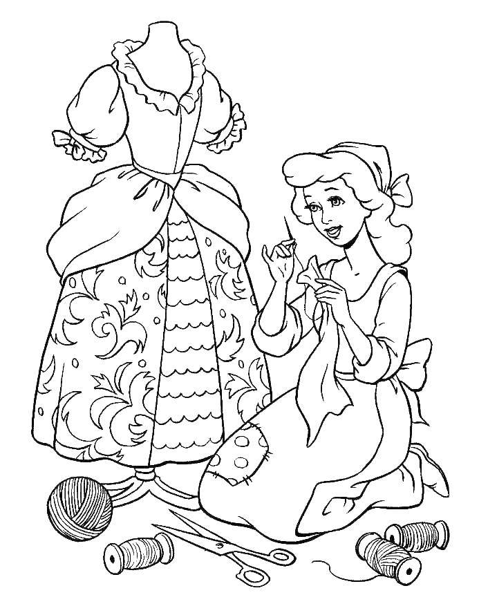Coloring Cinderella is sewing a dress. Category Cinderella and the Prince. Tags:  Cinderella.