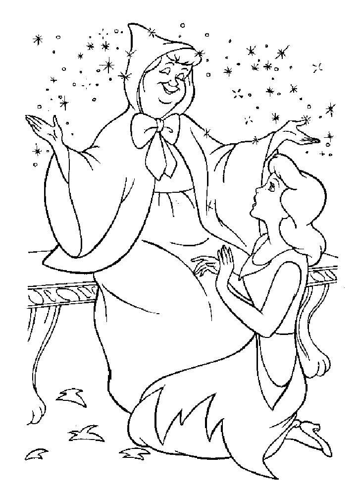 Coloring Cinderella met a fairy. Category Cinderella and the Prince. Tags:  Cinderella.