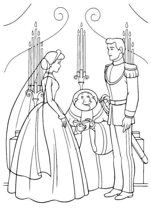 Название: Раскраска Золушка выходит замуж за принца. Категория: золушка и принц. Теги: Дисней, Золушка.
