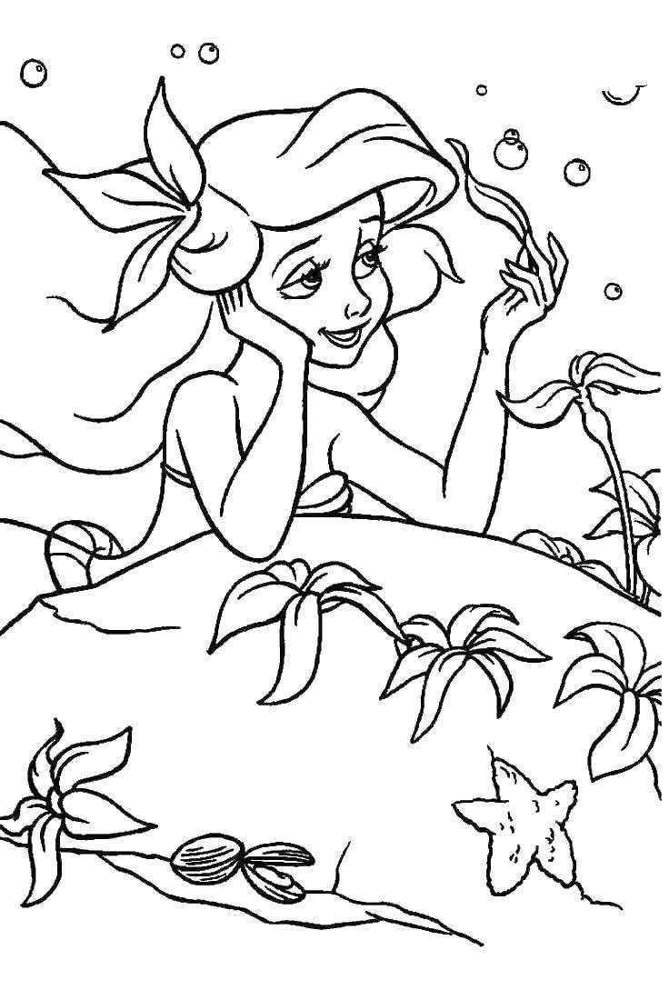 Coloring Ariel dreams of her Prince. Category Disney coloring pages. Tags:  Disney, the little mermaid, Ariel.