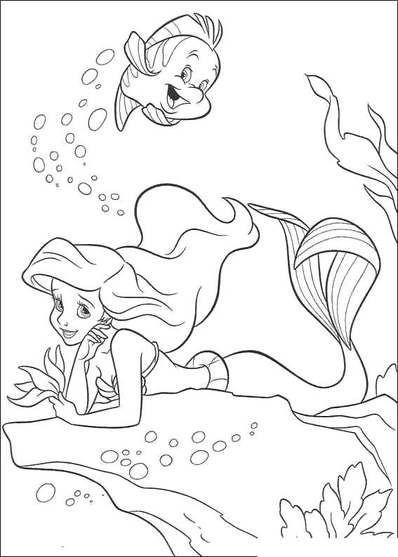 Coloring Ariel on the rock. Category the little mermaid. Tags:  Disney, the little mermaid, Ariel.