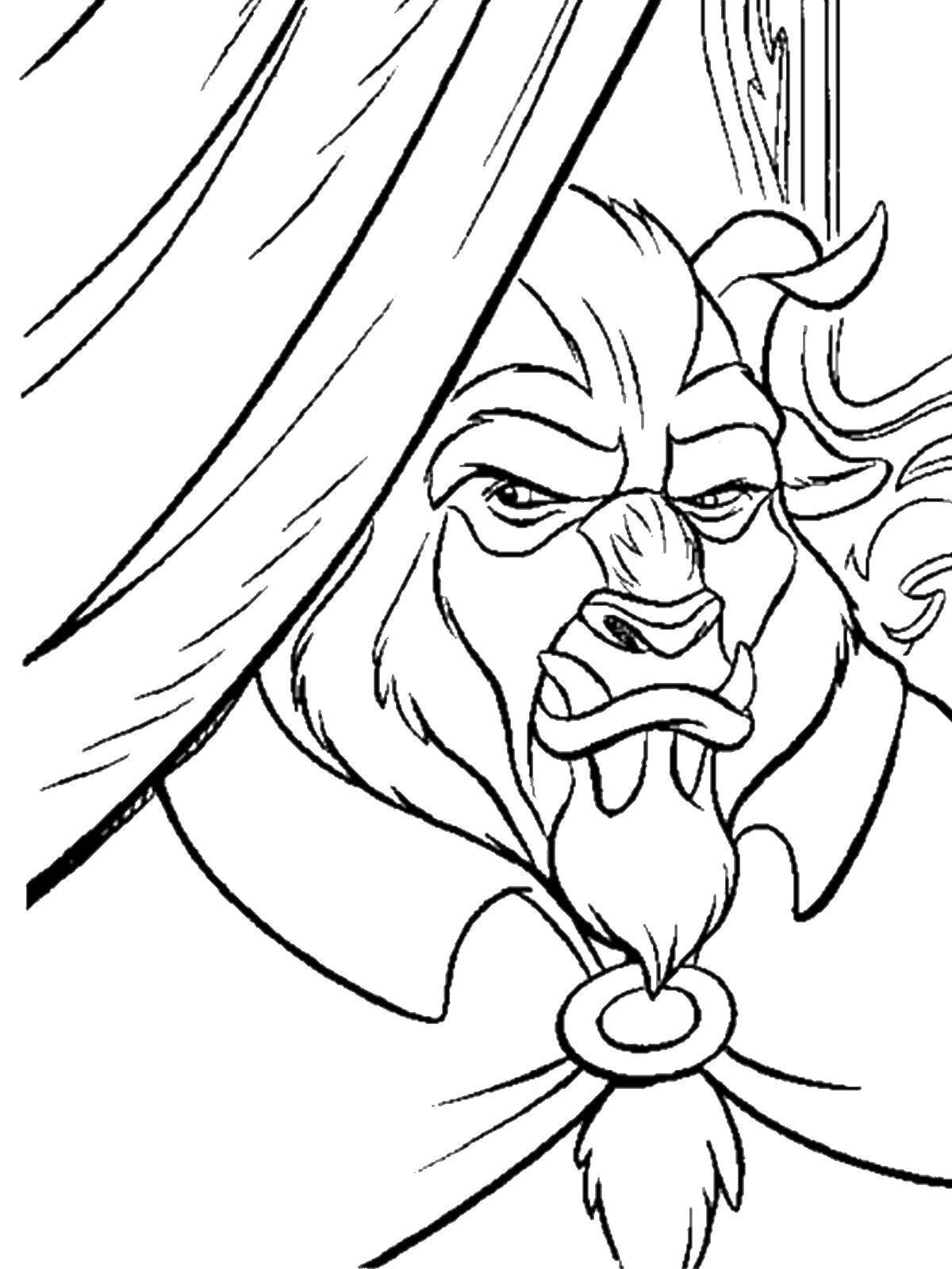 Coloring The beast in anger. Category beauty and the beast. Tags:  beautiful , monster.