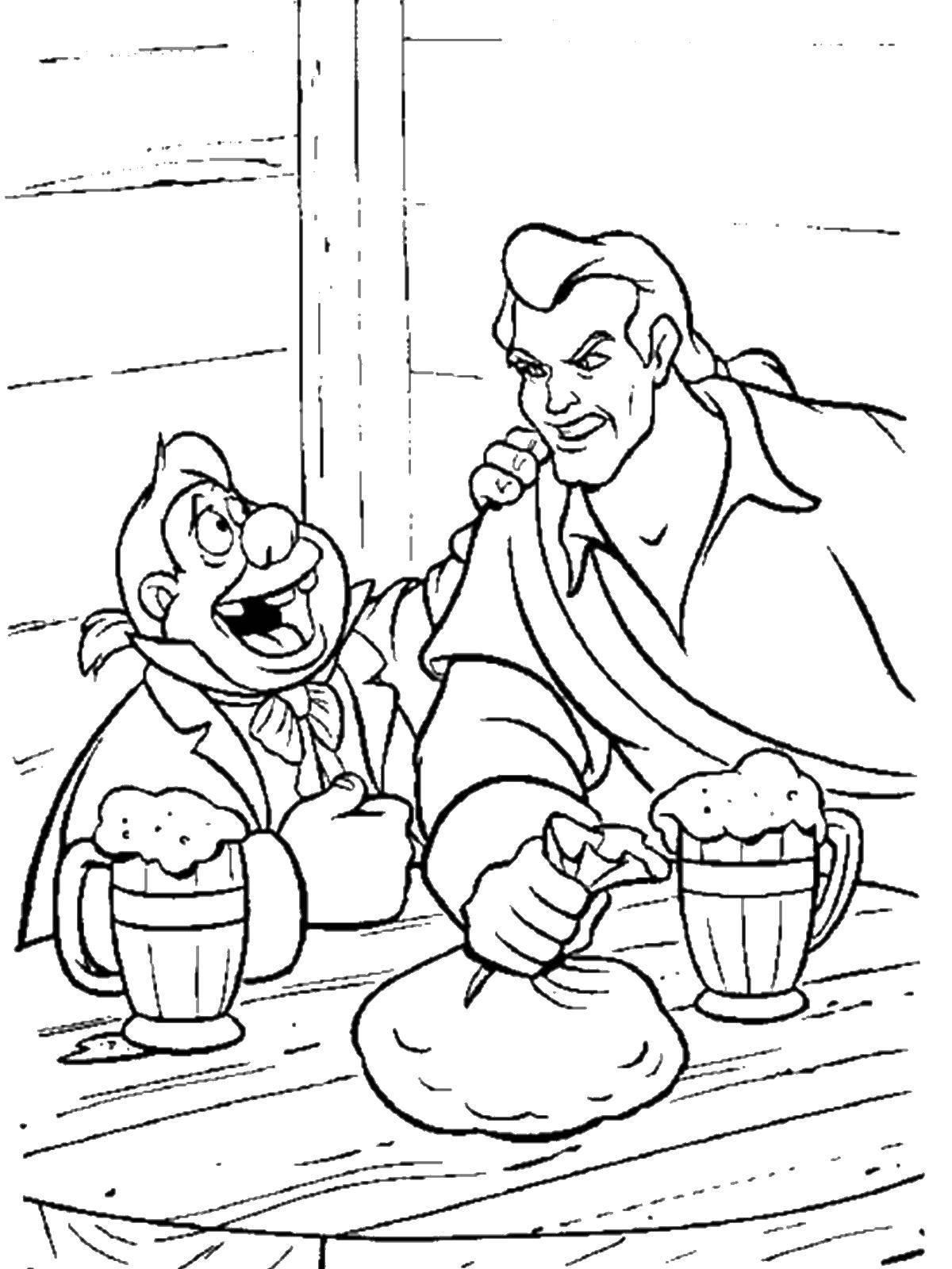 Coloring Gaston drinks beer. Category beauty and the beast. Tags:  beautiful , monster.