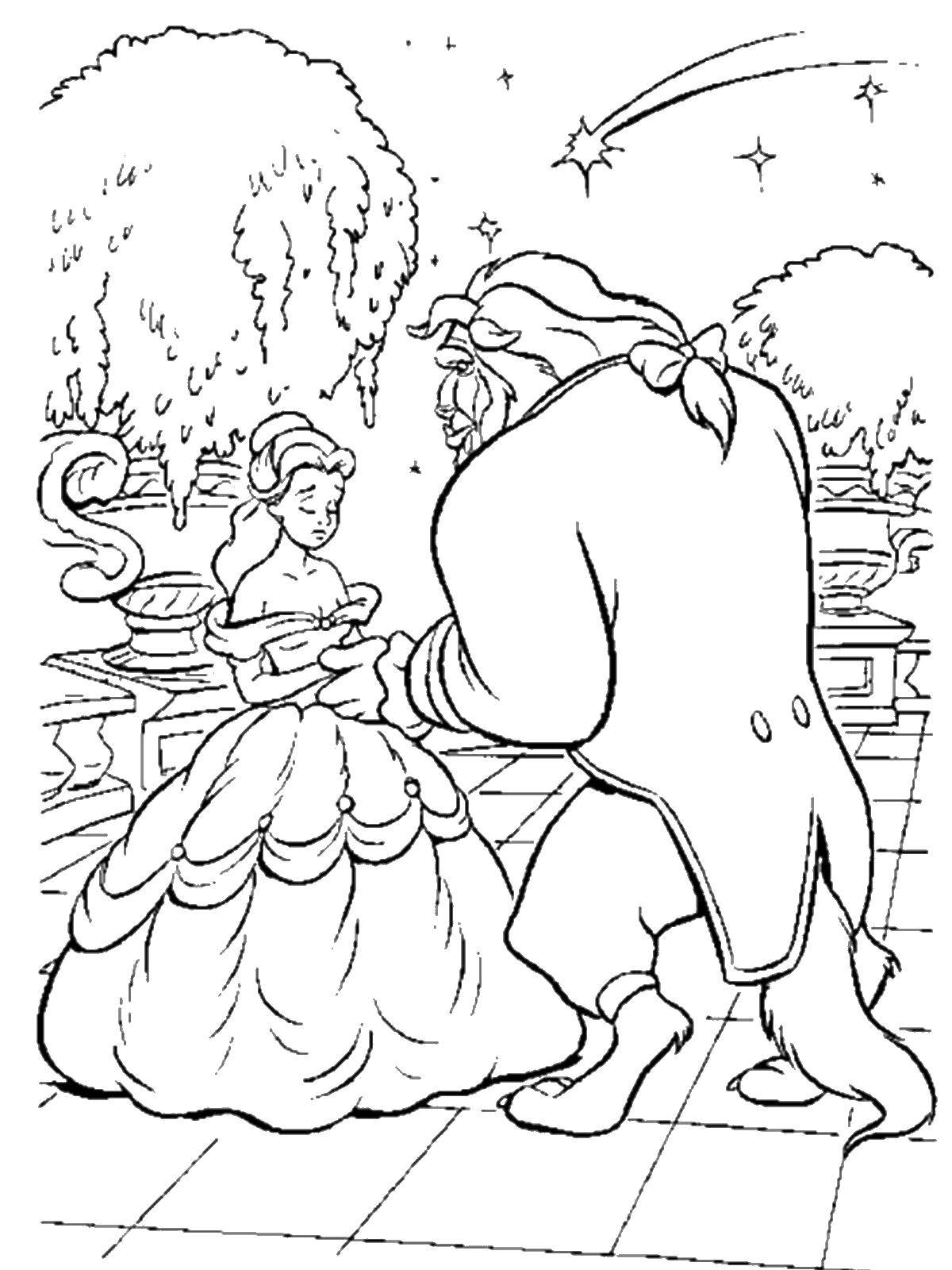 Coloring Beauty Belle and the beast dancing. Category beauty and the beast. Tags:  beautiful , monster.