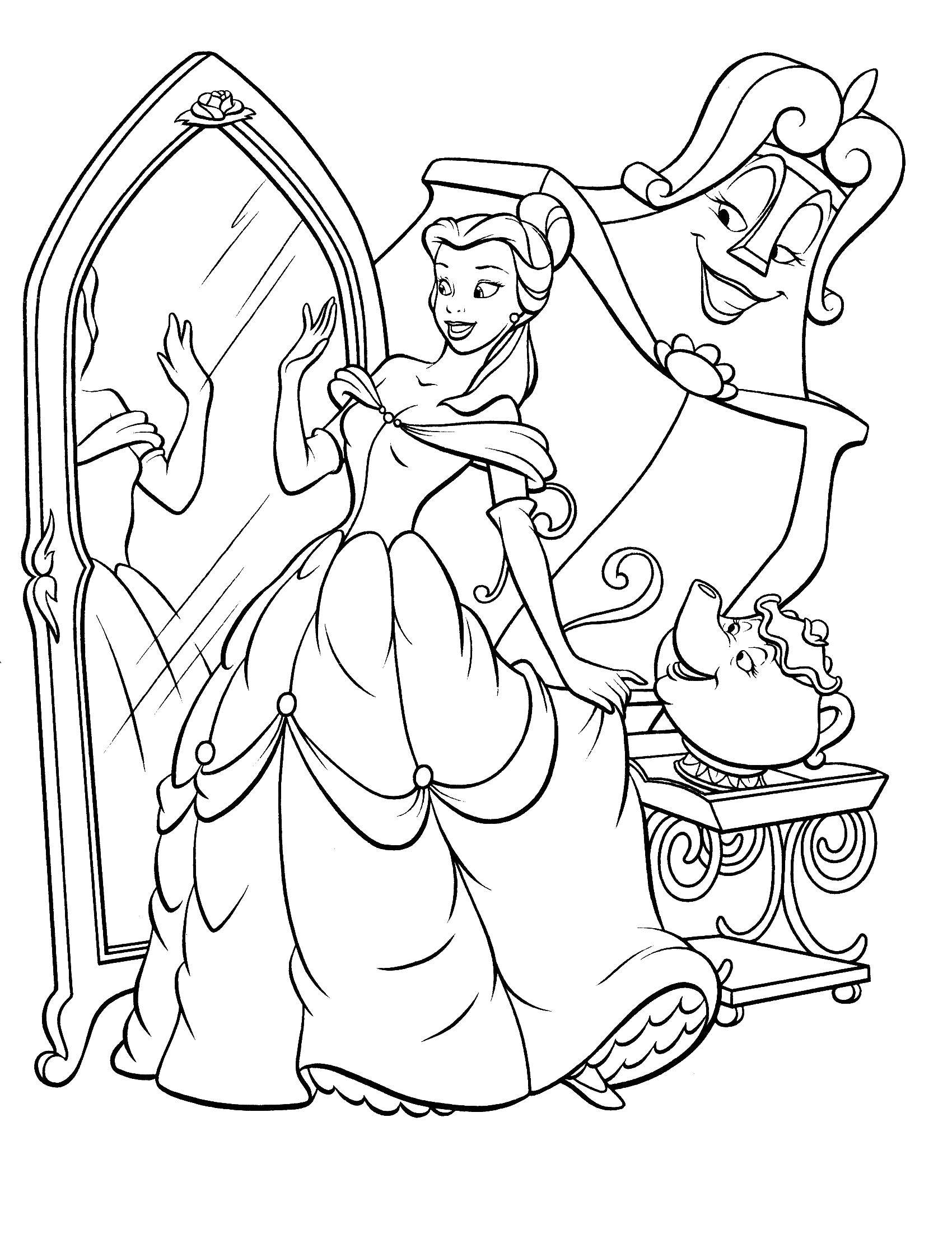 Coloring Beauty Belle tries on a dress. Category beauty and the beast. Tags:  beautiful , monster.