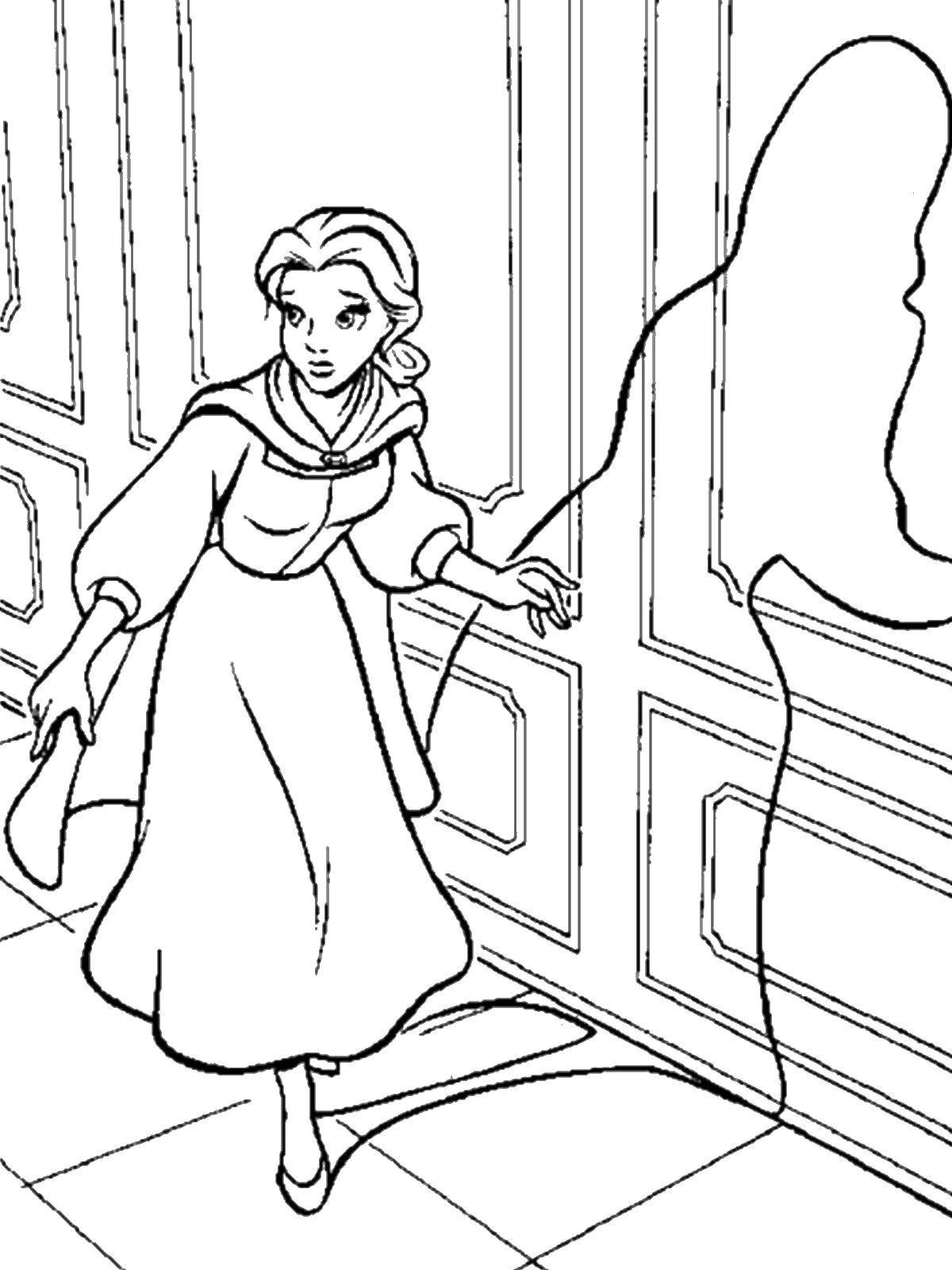 Coloring Beautiful bell quietly walks. Category beauty and the beast. Tags:  beautiful , monster.