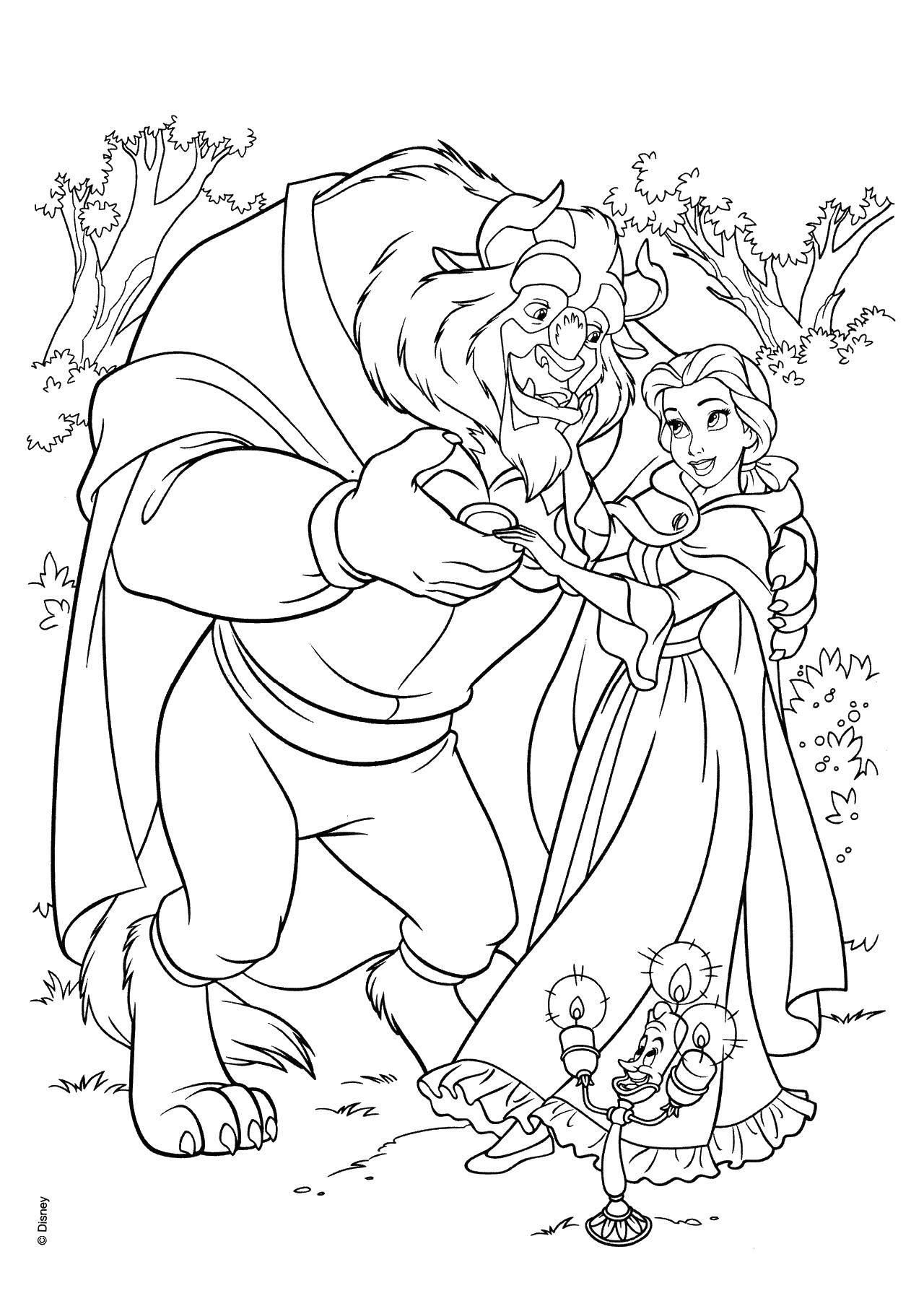 Coloring Beauty and the beast. Category Disney coloring pages. Tags:  Disney, "beauty and the beast".