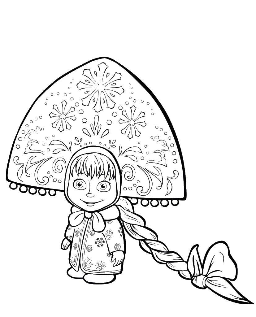 Coloring Masha snow maiden. Category Masha and the bear. Tags:  Masha, Bear.