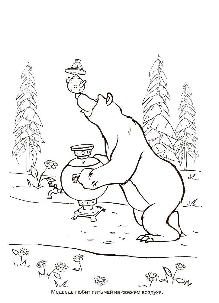Coloring Bear goes to drink CY. Category Masha and the bear. Tags:  Masha, Bear.