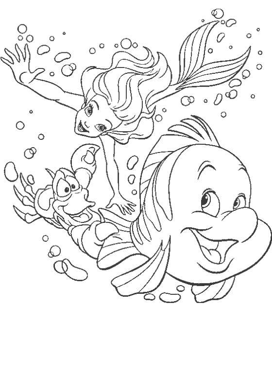 Название: Раскраска Подводные игры ариэль и её друзей. Категория: русалочка. Теги: Дисней, русалочка, Ариэль.