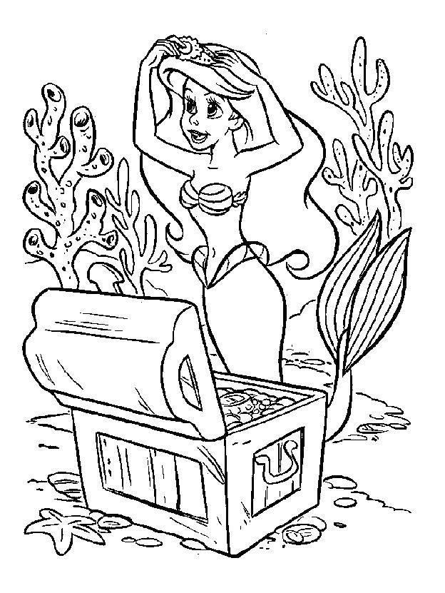 Coloring Mermaid Ariel found treasure. Category the little mermaid. Tags:  Disney, the little mermaid, Ariel.