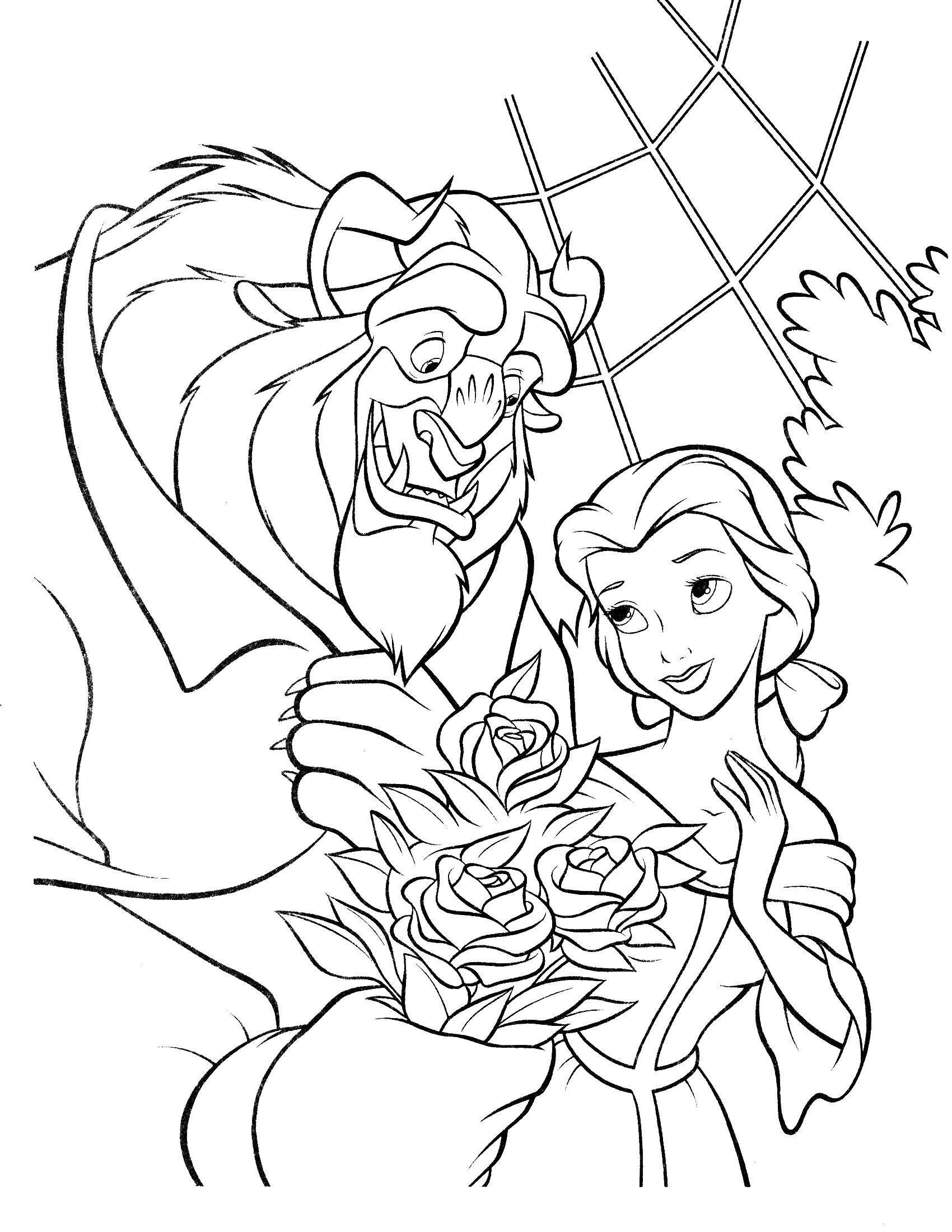 Coloring the beast gives Belle flowers. Category beauty and the beast. Tags:  beautiful , monster.