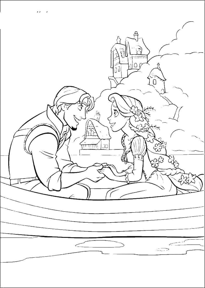 Coloring Rapunzel and the Prince. Category Disney cartoons. Tags:  Rapunzel .