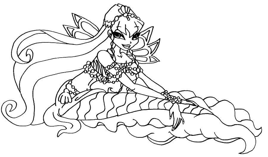 Coloring Stella from winx club mermaid. Category Winx. Tags:  Stella, Winx, mermaid.